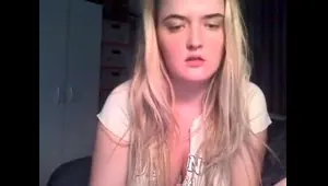 Blonde teen with big boobs and oil on her sex