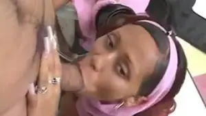 Busty beurette sucks a big fat cock
