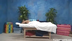 Oiled and fucked hard on massage table