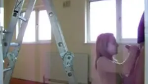 Daddy and teen in ladder sex