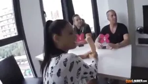 Pretty Spanish teen who loves having sex with two men at the same time