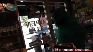 Arab slut sucking cocks through the gloryhole