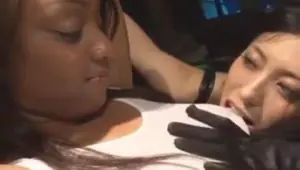 Horny Ebony and Asian Lesbian Play