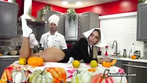 Cooking shows spiced up with oily anal ride