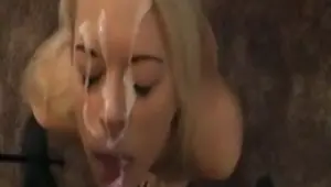 Blonde huge facial cumshot