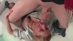 Milf sucking cock topless