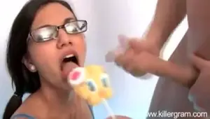 Pretty teen enjoying a dirty threesome