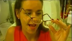 Teen geek enjoys blowjob