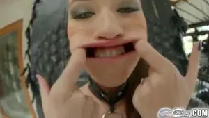 Hungry babe fucks four dicks