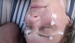 Plenty cum on her face