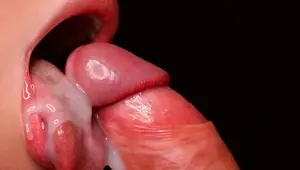 CLOSE UP: Best Wet BLOWJOB in the WORLD Right NOW, All Cum on Tongue, ASMR Sucking Dick