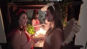 Devil Dharma Jones Plays Truth or Dare with Angel Stella and ORGASMS