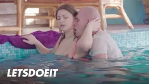 Lana S Underwater Fuck With Bald Stud By The Pool LETSDOEIT
