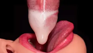 CLOSE UP: HORNY Mouth MILKING All CUM into CONDOM and BROKE IT! BEST Milking BLOWJOB ASMR