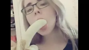 Compilation 18 year old teen sucks a banana, imagining that it is a dick