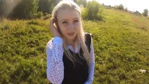 Beautiful schoolgirl fucked in the mouth and pussy on the way home from school