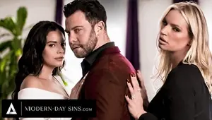 MODERN DAY SINS Cheating Husband Fucks Sneaky Mistress In Secret While Wife Waits In Other Room