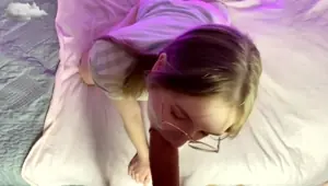 cutie with glasses enjoys a fat cock after studying