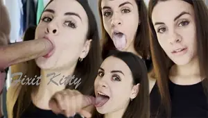 Hot Blowjob From The Neighbor FIXIT KITTY Near The Mirror