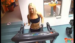 hot blonde teen workout in the gym masturbation