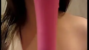 sexy babe showing how to masturbate slow and easy in the ba