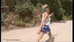 relaxing with blowjob after flashing tits in public