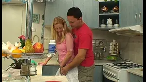 sexy blonde teen getting fucked in the kitchen