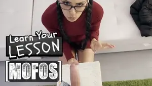 MOFOS Student Andreina DeLuxe Holds A Book With One Hand And Strokes Jordi's Cock With The Other