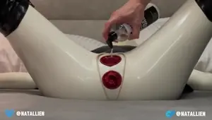 Latex condom suit anal pussy fuck
