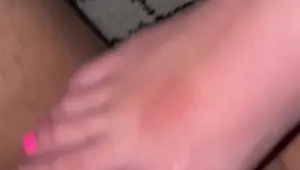 Teen rubs soft feet on my cock