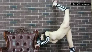 Gymnast teen Arielle performs gymnastics