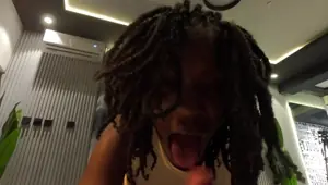 Ebony milf fucks her duck and the cameraman got horny and fucked her in the ass