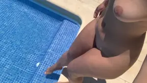 POOL DAY naked girl in the pool