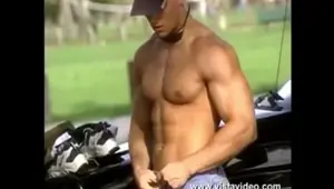 American bodybuilders Darren Fernandez and Jeremy show off their cocks