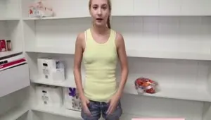 PETITE18 Petite tugging teen cutie on her knees pov