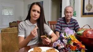 Real newbie gets a mouthful of oldman spunk