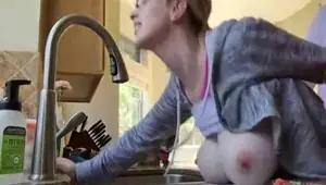 Big breasted wife fucked in the kitchen