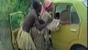 African girl fucked by white cock in forest