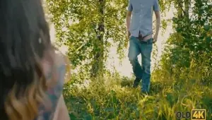 OLD Summer weather motivates girl to have outdoor sex with old man