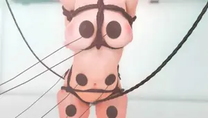 Tied up animated riding hard hammer