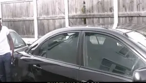 BUSTY WORK BBW in fishnets sucks and rides his heavy black dong