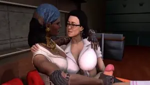 Futanari foursome with big tits 3D babes