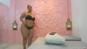 Busty ebony bbw penelope showing off her huge ass and spanking on cam