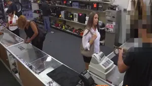 XXXPAWNSHOPS Facialed pawnshop milf fingered on desk