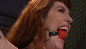 Gagged redhead whipped then banged Barbary Rose