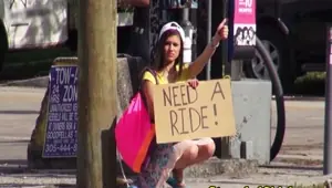 MOFOS Real hitchhiking amateur pays the free ride with bj