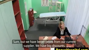FAKEHUB Classy amateur businesswoman in docs office