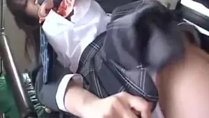 Japanese School Girl in A Bus