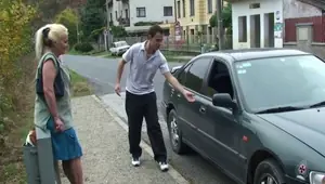 GRANNYBET Hitchhiking old granny and boy