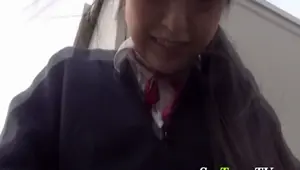 Japanese teen rubs snatch